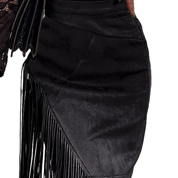 Fringe Suede Skirt for Women High Waisted Tassel Short Mini Skirt - Picture 1 of 4